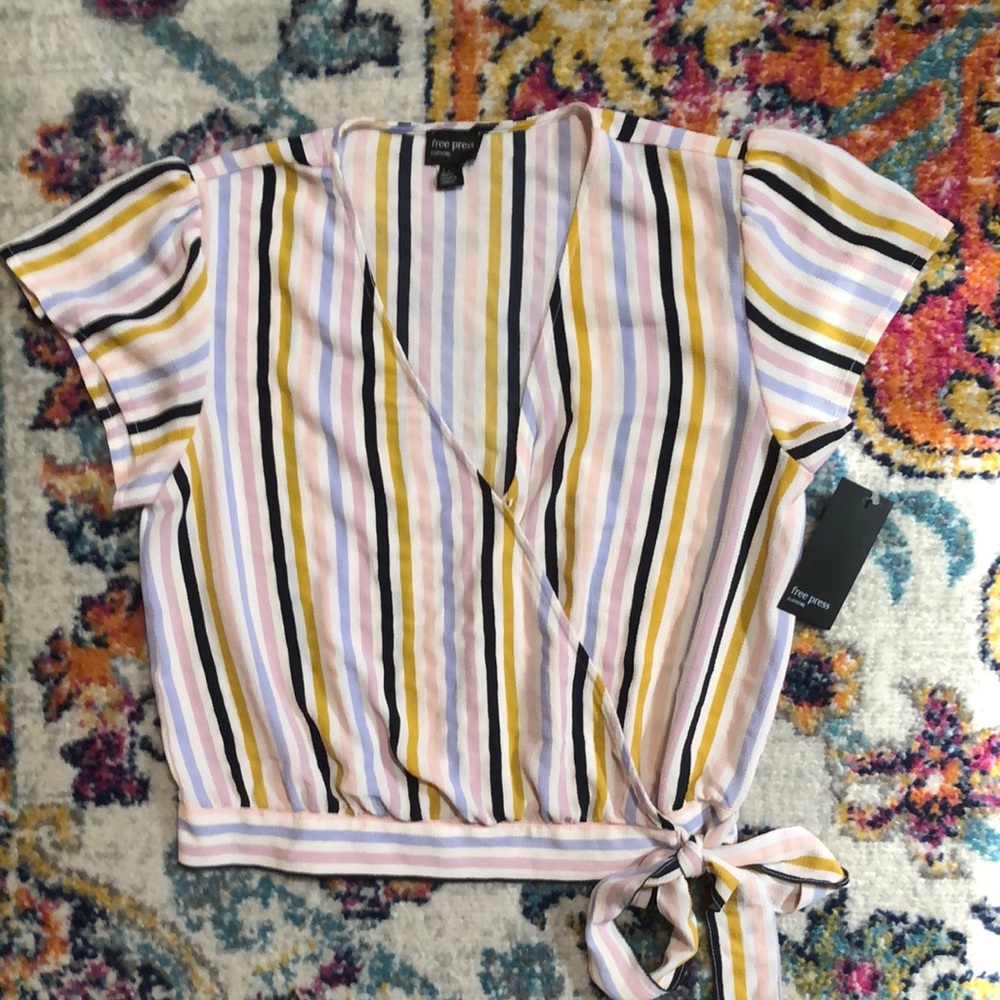 Free Press Multicolor Horizontal Striped Crop Top